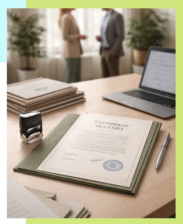 Сертификат без ГМО в Щербинке от 7637 р. оформить срочно Алешин-Щрб